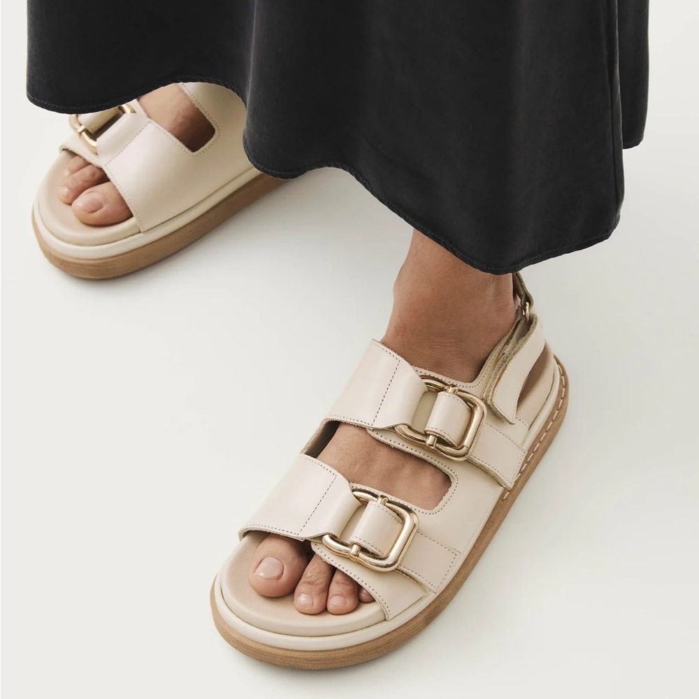 Aloha Harper Cream Leather Sandal